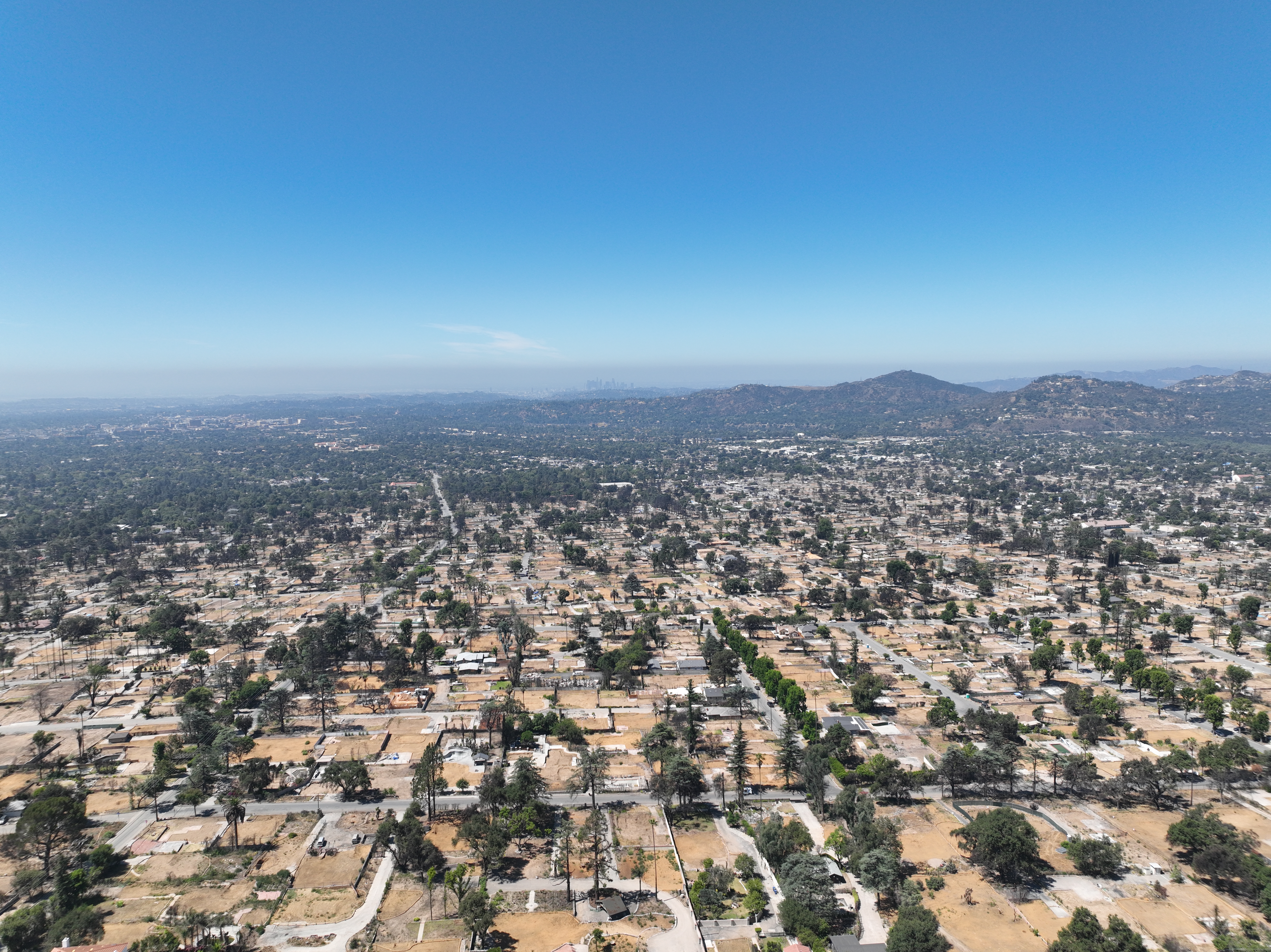 Drone aerial photo of Altadena burn area
