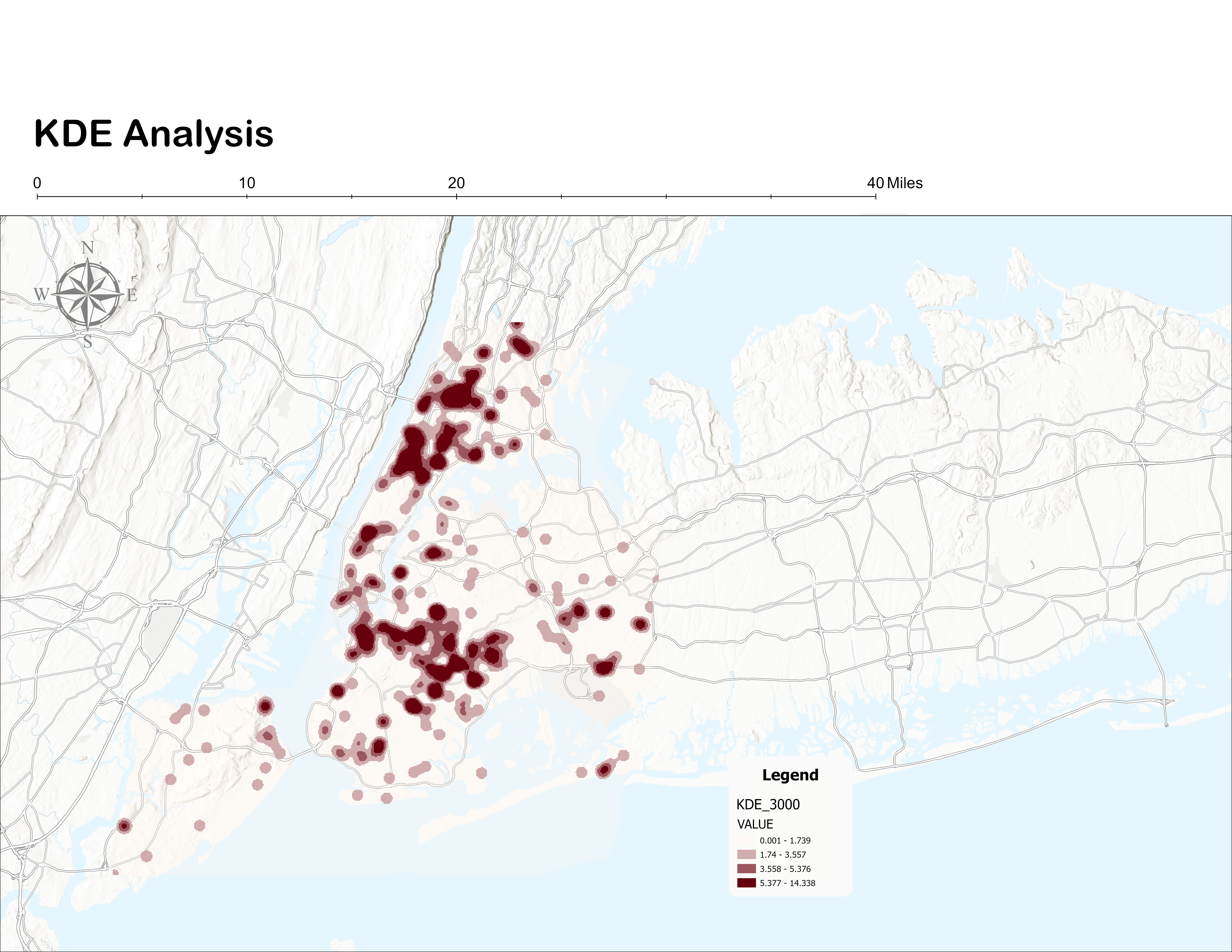 KDE 3,000 ft bandwidth — fatal police encounters NYC